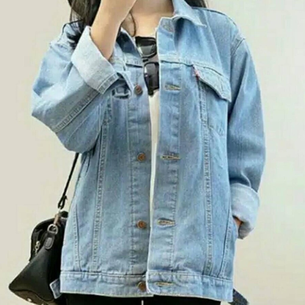 Bhl Jaket Denim Oversize Wanita _ Bioblitz[Biru Muda]