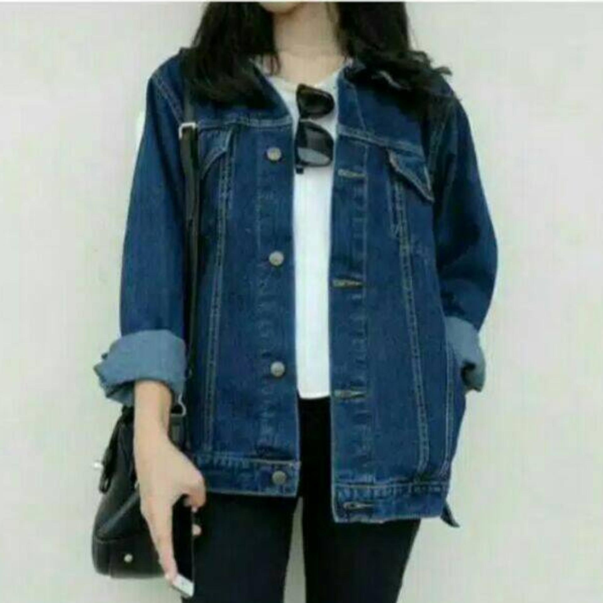 Bhl Jaket Denim Oversize Wanita _ Biowosh[Blue wash]