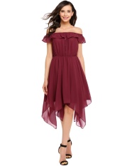 Diskon Besar Goodshopping2015 Wanita Tanpa Lengan dari Bahu Ruffles Sifon Baju Hem Asimetris Pesta Pantai-Intl