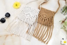 【Big discount】 The handicraft weave wraps to revive Ladies' single shoulder bag Retro style (WHITE) - intl