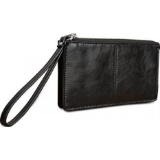 Besar Penjualan-50% Mati-Yaluxe Wanita Kulit Clutch Dompet Buku Cek dengan Tali Pergelangan Tangan Cocok IPhone6 Plus/Samsung galaksi S4 Hitam-Internasional