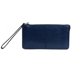 Besar Penjualan-50% Mati-Yaluxe Wanita Kulit Clutch Dompet Buku Cek dengan Tali Pergelangan Tangan Cocok IPhone6 Plus/Samsung galaksi S4 Biru-Internasional