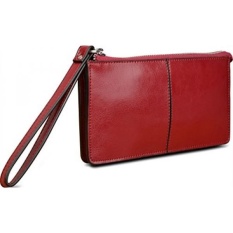 Besar Penjualan-50% Mati-Yaluxe Wanita Kulit Clutch Dompet Buku Cek dengan Tali Pergelangan Tangan Cocok IPhone6 Plus/Samsung galaksi S4 Merah Anggur-Internasional