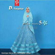 BIG SALE QUEEN Baju Muslim Jersey Bunga Style 5 Syari Baju Muslim Pesta Biru