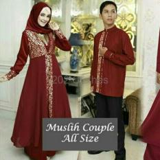 BIG SALE QUEEN Baju Muslim Maxi Couple Mewah Couple Baju Muslim Dress XL Baju Muslim Sarimbit Maron