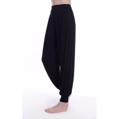 Laki-laki Besar & Wanita Yoga Bloomers Celana Longgar Pakaian Jogging Lantern Celana Celana Olahraga Belly Dance Pants Hitam-Intl