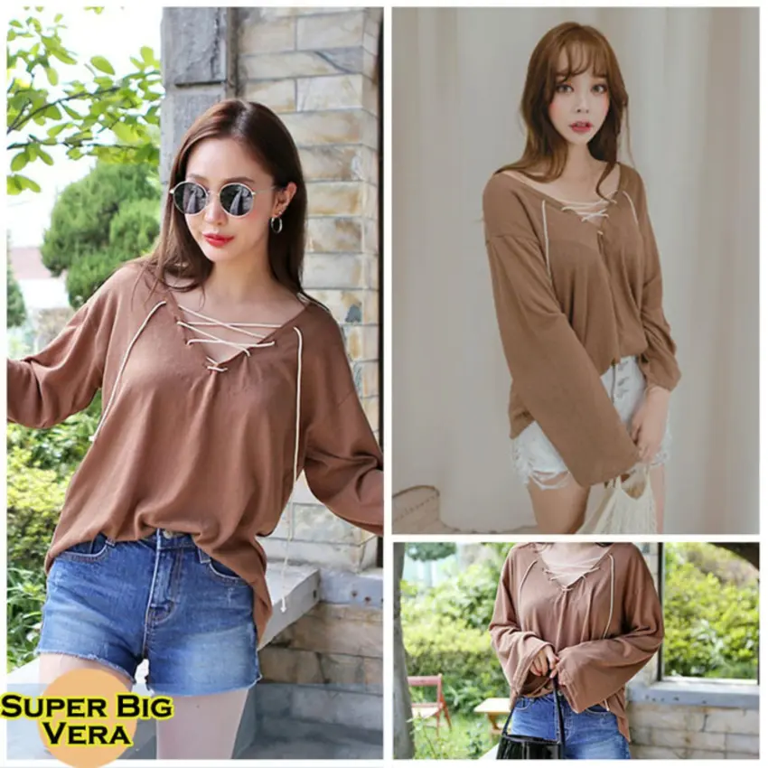 Harga big vera rope lengan panjang blouse bigsize baju atasan wanita | HARGALOKA.COM