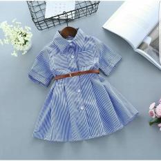 BigClothing Dress Anak Motif Salur Catty - Blue