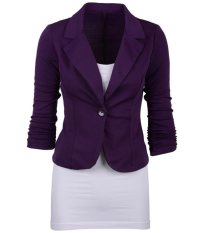 Bigood Womens Casual Bekerja Panjang Lapel Lengan Pendek Blazer Suit Jaket Purple (int: XXL) (luar Negeri) -Intl