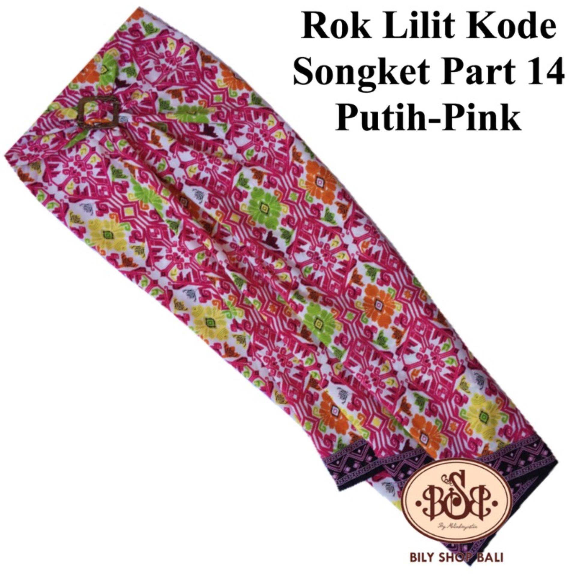 BILY SHOP BALI Rok Lilit Kain Kode Songket Part 14 Putih-Pink