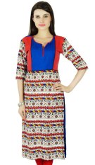 Bimba Womens 3/4 Lengan Rayon Kurta Regular Fit Dicetak Kurti India Pakaian Kasual, Multicolor-Intl
