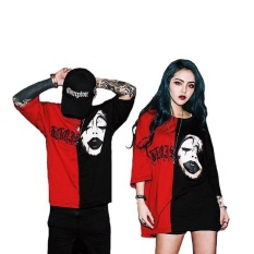 Hitam dan Merah Hit Warna T-shirt Joker Pola Gaya Musim Panas 3D Joker Pola T-shirt Hiphop Fashion Kreatif Kemeja Couple Creative Shirt-Intl