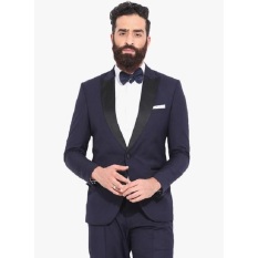 Blazer Pria Jas Slim Fit Kerah Lipat List Hitam Jas Kerja Satu Kancing - Kode : B-036 - ( Biru Dongker )