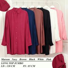 blouse long top jumbo ada kancing didepan baju model terbaru dari toko lunashop