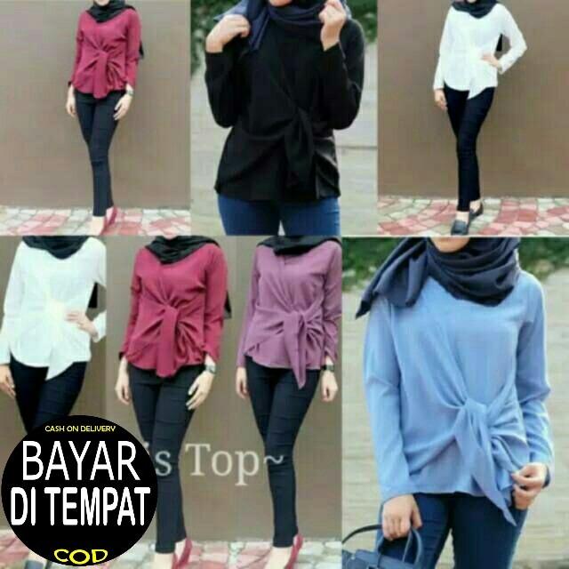 Blouse Louis tali bahan terbaik / baju cewe / baju wanita / baju tali pita / baju xl besar