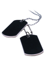 Bluelans® gaya tentara anjing tag rantai kalung pasangan x 2 (Hitam)