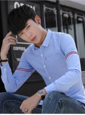 BLUE MAN Kemeja Lengan PANJANG Siswa Ride NEW Oxford Dukungan Spinning Pria Slim Kasual Kemeja-Intl
