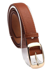 Wanita Cat Pinggang Belt Faux Kulit Alloy Gesper Lepas Ikat Pinggang Tali Coklat Muda