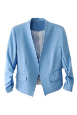 Bluelans® Wanita Mode Korea Solid Slim Suit Blazer Jaket Mantel Biru