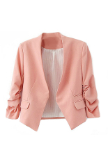 Bluelans® Wanita Mode Korea Solid Slim Suit Blazer Coat Jaket Pink