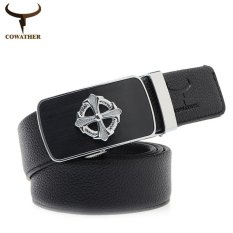 Boboky COWATHER 100% Sabuk Kulit Asli untuk Pria 2016 Merek Men Belt Automatic Buckle Pola Butiran Sliver Star Arrow BO74V8 (warna: Seperti Gambar Pertama)-Intl