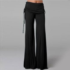 Boboky Wanita Lebar Kaki Celana Elastis Ruffled Cocok Jeans Pelangsing Celana Flare BO1BXC (Warna: Sebagai Gambar Pertama) -Intl