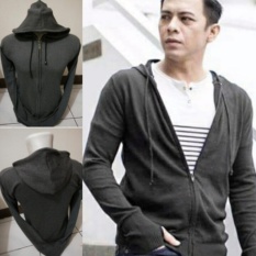 BOHEL Sweater Jaket Pria hooded Rajut Halus - ABU