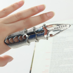 BolehDeals Gothic Punk Rock Penuh Baju Zirah Cincin Jari-Silver