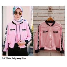 BOMBER OFF WHITE BABYTERRY - FASHION BOMBER WANITA