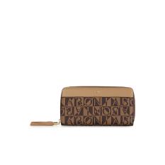 Bonia Beige Monogram Zip Purse