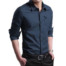 BosBaju Kemeja Pria Lengan Panjang Alvaro Miller - navy