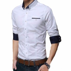 Bosbaju Kemeja Pria George Putih / Lengan Panjang / Katun Stretch / Slimfit / Casual/ Kemeja Kerja / Kemeja Kantor