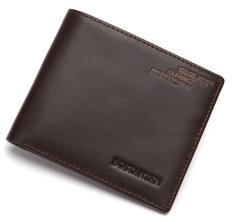 Bostanten Kulit Sapi Buku Cek Lipat Pemegang Kartu Dompet untuk Pria (kopi)-Intl