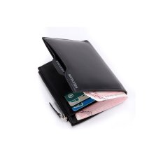 Bostanten Mens Kulit Sapi Asli Bifold Dompet Buku Cek Pemegang Kartu (Hitam)-Intl