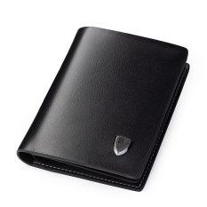 Bostanten Dompet Kulit Asli Lipat Dua Klasik For Pria With Keatas Kartu (Hitam)