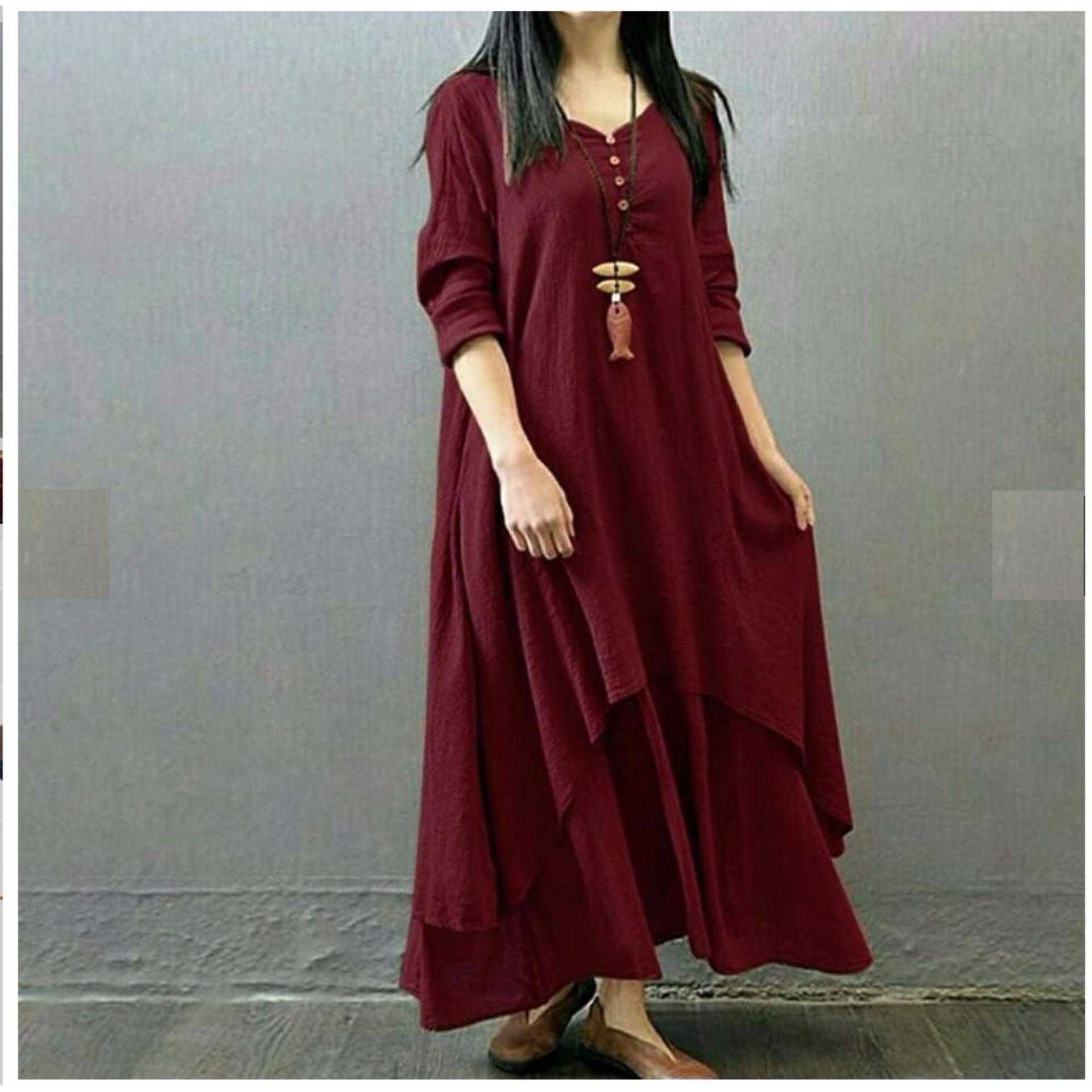 BPS - Dress Wanita Modern Model Syahrini Maxi Jumbo Trendy Daily Use