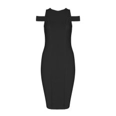 Bqueen Baru Hot Seksi O-leher Elegan Split Lutut-Panjang Dresses Ladies Pesta Perban Dress WANITA HITAM PINK Grosir- INTL