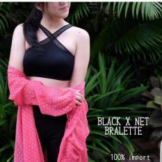 BRA 1607 Bralette tali silang depan / X crop bralette / halter - HITAM