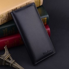 Merek Pria Dompet Kulit Panjang Clutch Dompet untuk Pria Cowhide Bifold Dompet Slim Fashion Pria Dompet-Intl