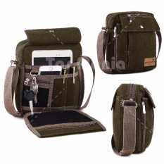 Tas Selempang Braun Fox Canvas Pria Multifunction Messenger Shoulder Bag - Olive Tas Pria Tas Bahu Tas Slempang Crossbody Man Tas Fashion Pria