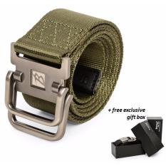 BREWYN Double Metal Buckle Canvas Belt / Ikat pinggang pria / Sabuk Pria - JACKSON - HIJAU ARMY