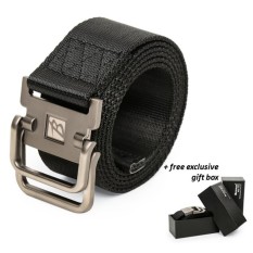 BREWYN Double Metal Buckle Canvas Belt / Ikat pinggang pria / Sabuk Pria - JACKSON - HITAM