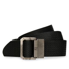 BREWYN Double Metal Buckle Mens Canvas Military Belt /Ikat pinggang pria / Sabuk / Gesper - JIMBO - HITAM
