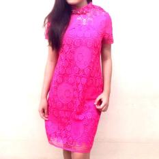 Brokat Dress Fuschia Semi Cheongsam