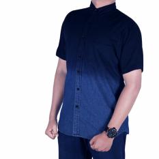 Bsg_Fashion1 Kemeja Jeans Kombinasi Lengan Pendek/Kemeja Casual/Kemeja pria/Kemeja Denim/Kemeja Polos/Kemeja Flanel/Flanel Pria/Baju Distro/Kemeja Distro/Kemeja Batik/Kemeja Songket/Kemeja Pantai/Kemeja Bunga/Baju Pria TM 4901 biru navy
