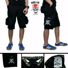 BSTR-CELANA CARGO PENDEK PRIA-BLACK-REBEL ONE