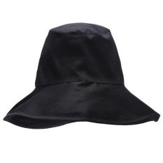 Bucket Hat Hiking Memancing Berkemah Hat Wanita Pantai Outdoor Lipat Sun Cap Chic Hitam-Intl