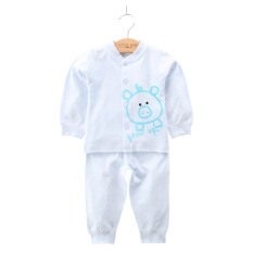 Bulan Setengah Katun Laki-laki Dan Enam Perempuan Baju Tidur Melekat Pada Badan Pakaian Dalam (Biru Babi Kecil)