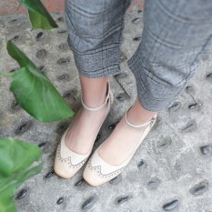 Bullock Kulit Retro Gesper Horizontal Berkepala Persegi Tebal With Sepatu Sepatu (Bekas Luka Putih Pergelangan Kesemek Stagen)