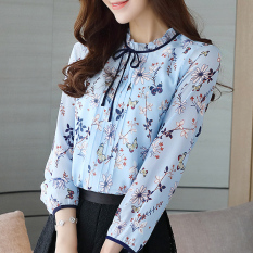 Bunga Korea Fashion Style Baru Pakaian Wanita Atasan Kemeja Sifon (Warna)